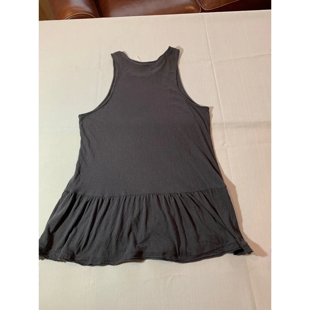 Free People We The Free Boho Cantina Ruffle Hem  Oversized Tank X-Small Brown